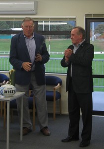 All Black of the century Sir Colin "Pinetree" Meads and Taupo Mayor Rick Cooper